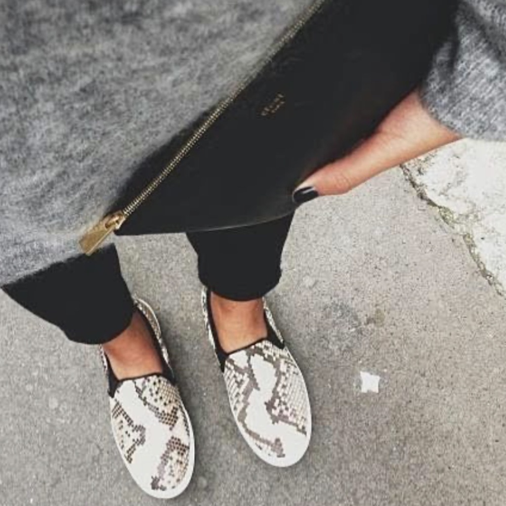 Vince Saxon Snakeskin-Embossed Leather Sneakers